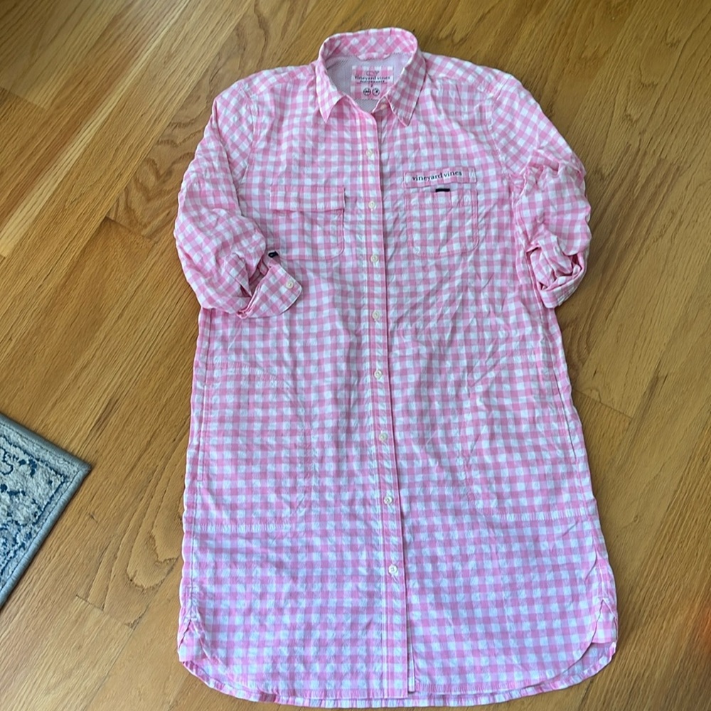 VINEYARD VINES Hartley Harbor Cover-up Beach Dress Size 2 pink gingham